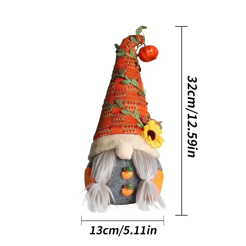 Gnomo Halloween con calabaza – Muñeco felpa para Navidad - imagen 5