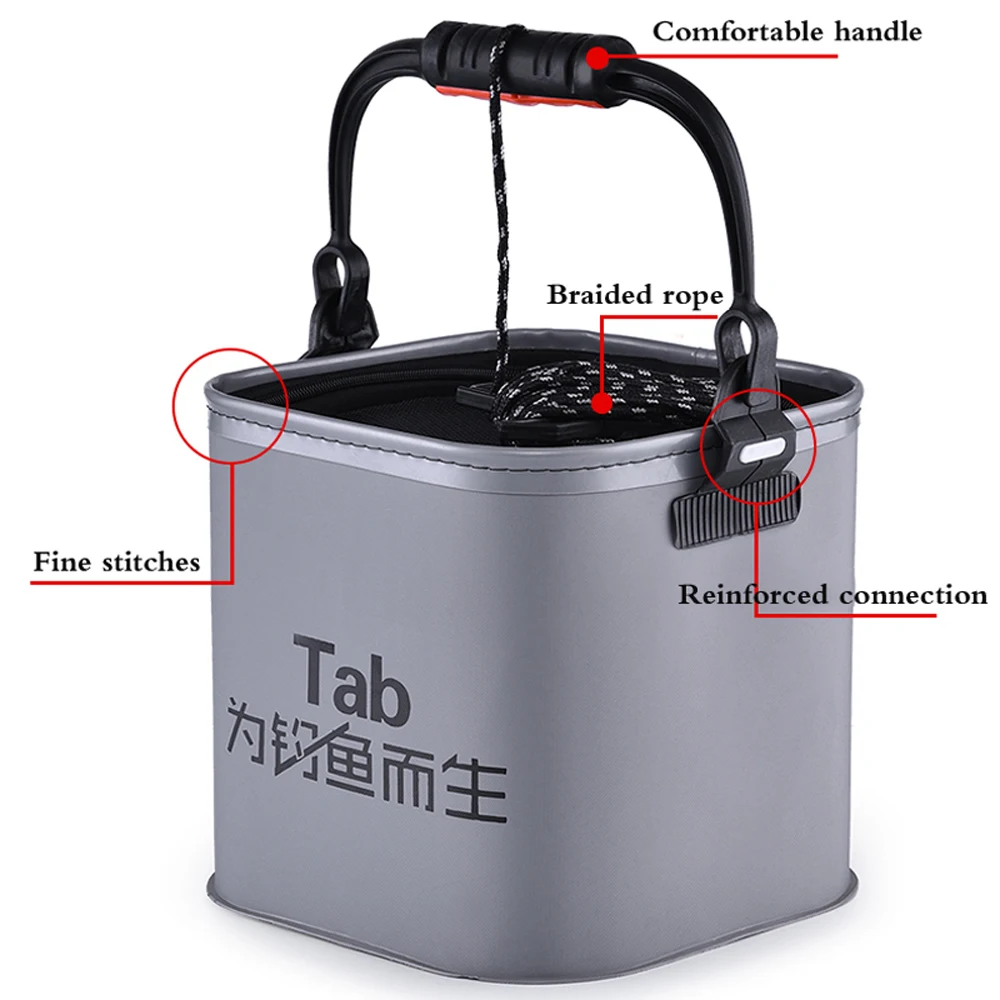 Cubo de pesca Eva de 4L, contenedor de cebo vivo multifuncional plegable para agua, accesorio de pesca de carpa - imagen 3