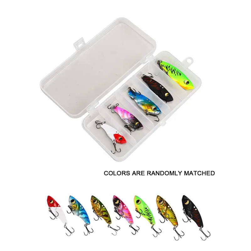 TEASER 5 unids/caja señuelo de Metal VIB cebo de pesca hundimiento imitación cebo duro vibración señuelo doble anillo reforzado anzuelo triple - imagen 3