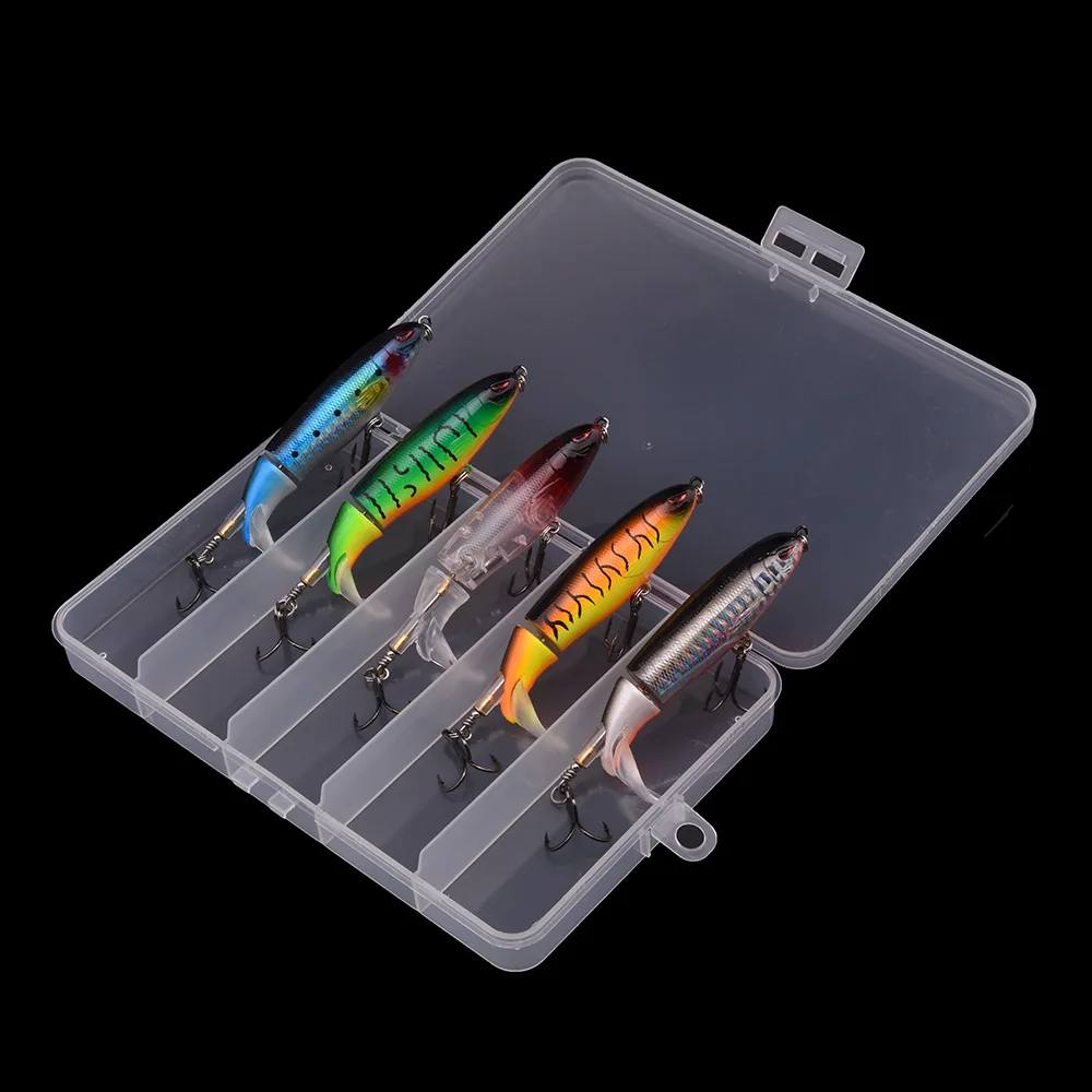 5 uds con caja Whopper Plopper 10cm 13G flotante Popper señuelo de pesca cebo duro Artificial Wobbler cola giratoria aparejos de pesca - imagen 2