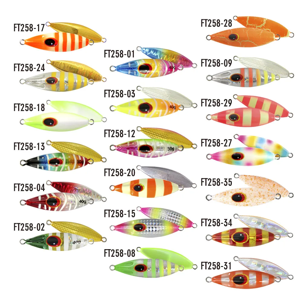 Plantilla de Metal fundido FSTK, plantilla de paso lento 20 30 40 60 80G, cuchara de Jigging de fundición a tierra, señuelo de pesca de agua salada, cebos artificiales de abeja lenta - imagen 4