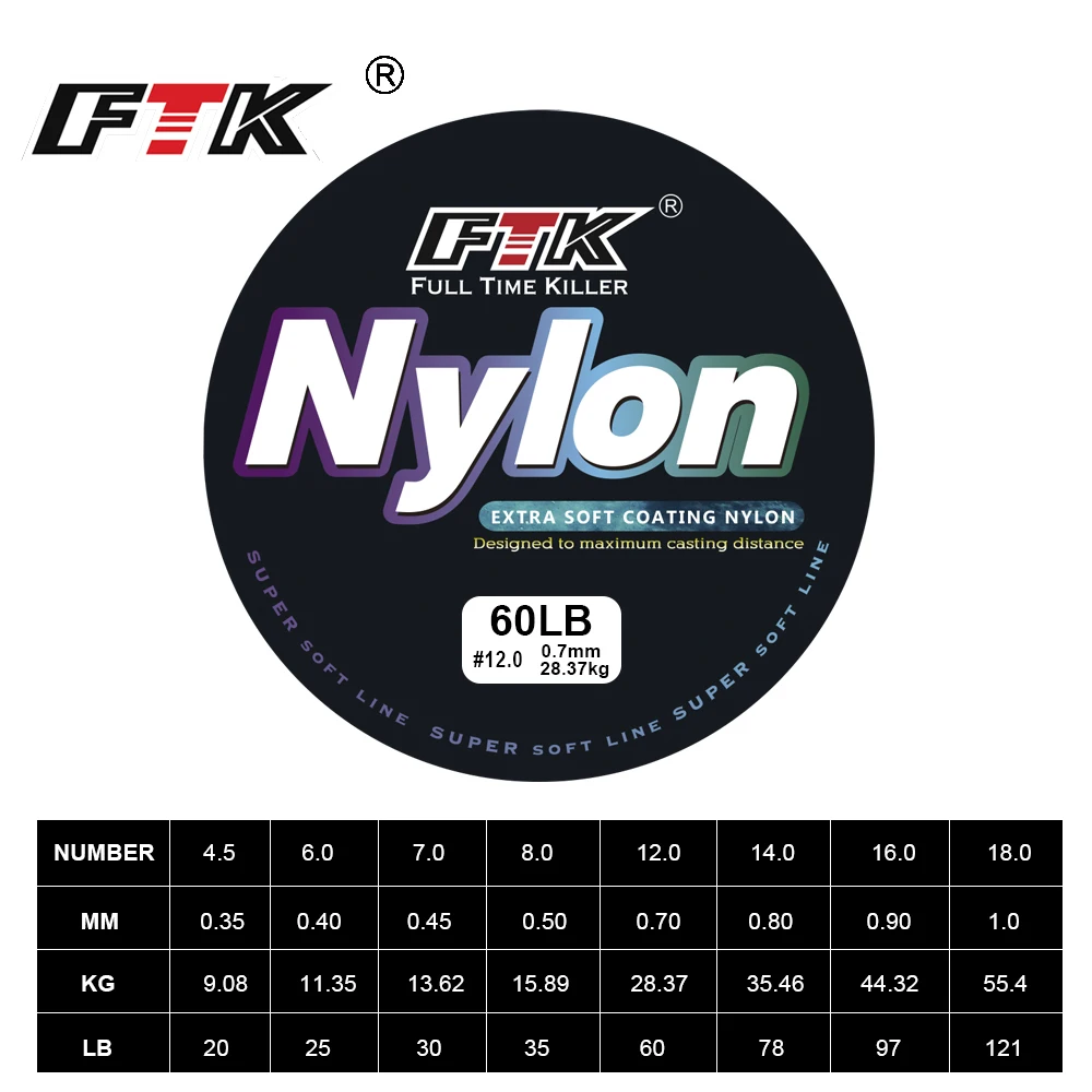 FTK-sedal de pesca de nailon de 100M, monofilamento de Japón, multicolor, para carpa, lago, río, pesca en agua salada, 1 paquete - imagen 4