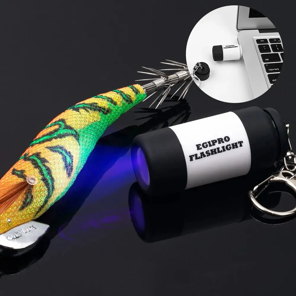 Kingdom-tienda de pesca con linterna, interfaz USB de 5,3 cm x 2cm, Mini herramientas de linterna de pesca de plástico recargable, fácil de llevar