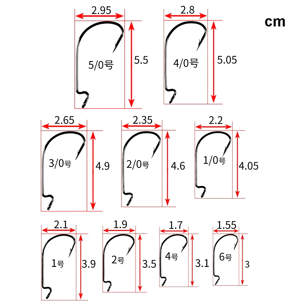 Anzuelos Worm de Vástago Largo con Gap Ancho para Pesca con Vinilo - imagen 2