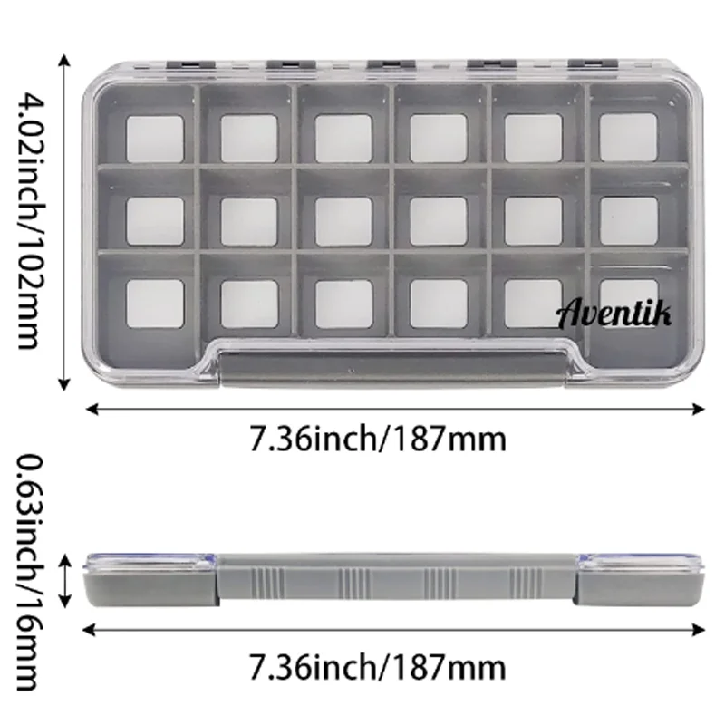 Aventik-caja de pesca con mosca impermeable, estuche de almacenamiento de pesca con 6-18 compartimentos múltiples magnéticos, cajas de aparejos de pesca con señuelo, tamaño L - imagen 5