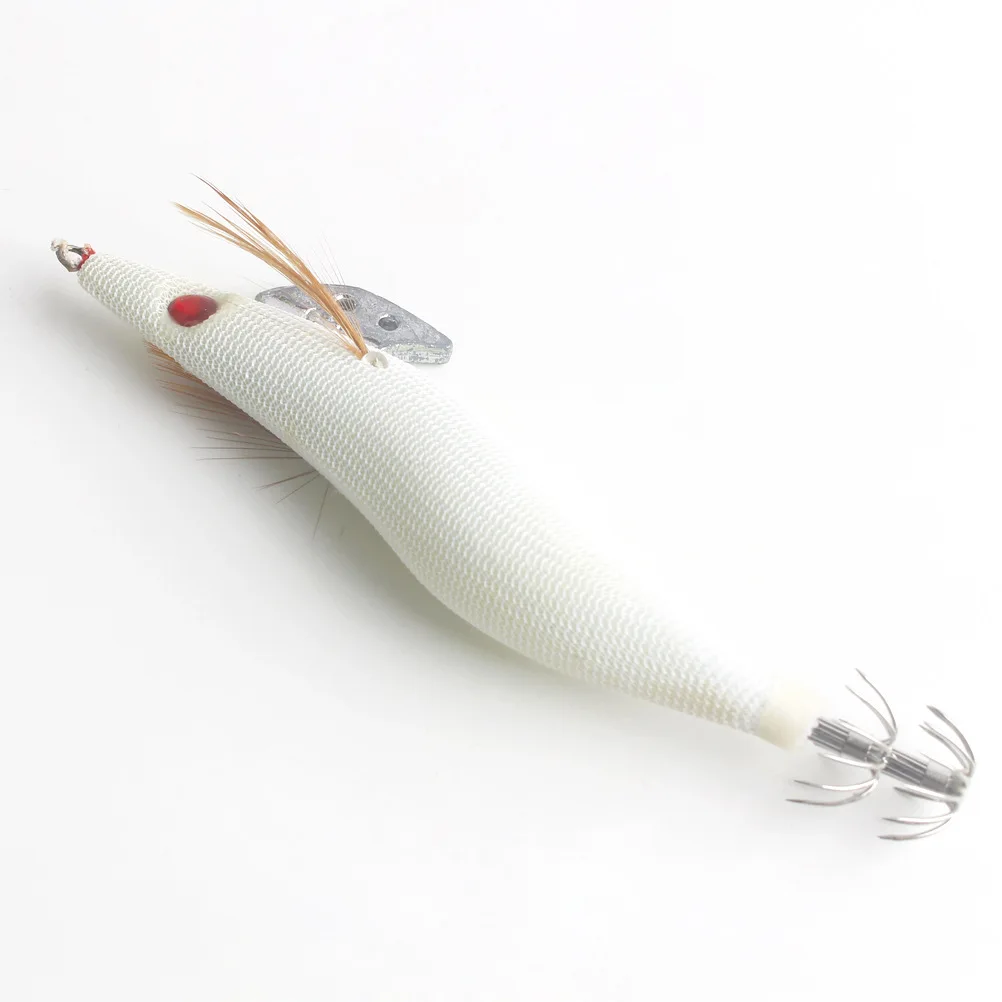 1 Uds., 13,3 CM, 20,5 G, plantillas luminosas de calamar, camarones de madera con brillo blanco y anzuelos de calamar y pulpo, señuelo de pesca de sepia para calamar - imagen 3