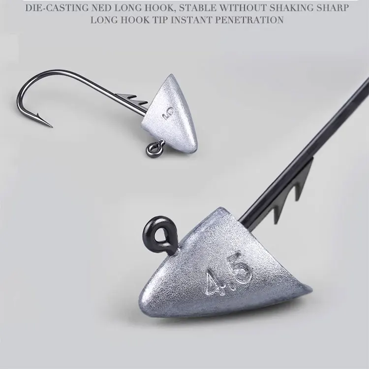 JYJ 10 Uds 2,7g 3,5g 4,2g 5g anzuelo de pesca de fundición lejana anzuelo con cabeza de anzuelo, gancho de soporte para gusano suave - imagen 4