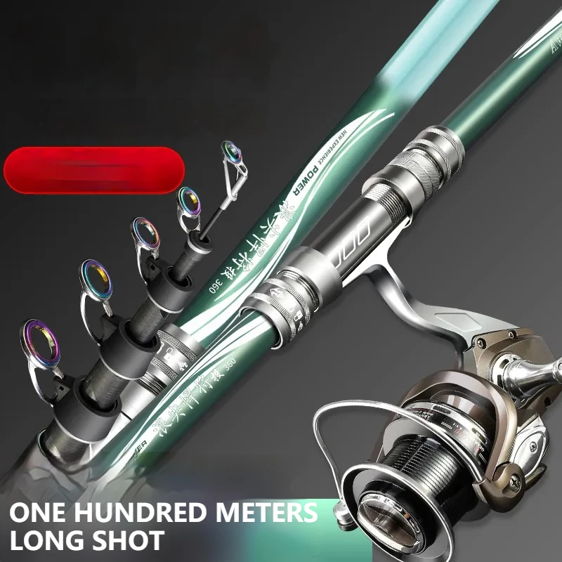 Caña de pescar giratoria telescópica de carbono ultrardura, caña de pescar giratoria de largo alcance, 2,1-4,5 - imagen 4