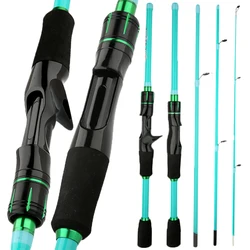 Caña de pescar con señuelo portátil ultraligera de 1,8 m/2,1 m con punta sólida de alta sensibilidad Material de fibra de carbono caña de Baitcasting de viaje
