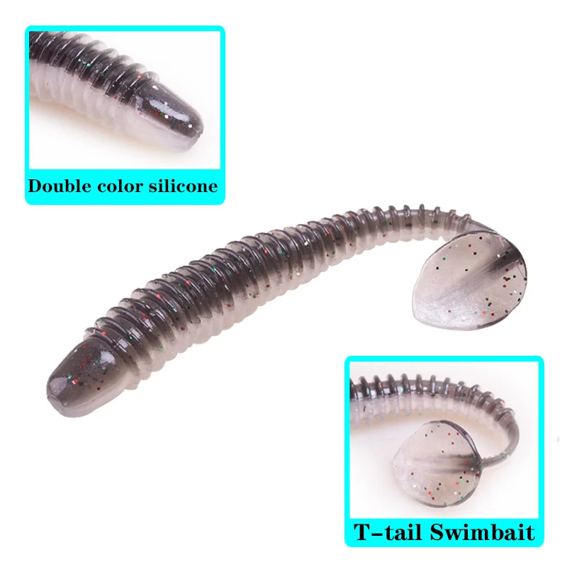 Señuelos blandos de silicona de doble Color, cebo de pesca de 5cm, 7cm, 9cm, aparejos artificiales para lubina, Lucio, Swimbait, Jig Wobblers, novedad - imagen 5