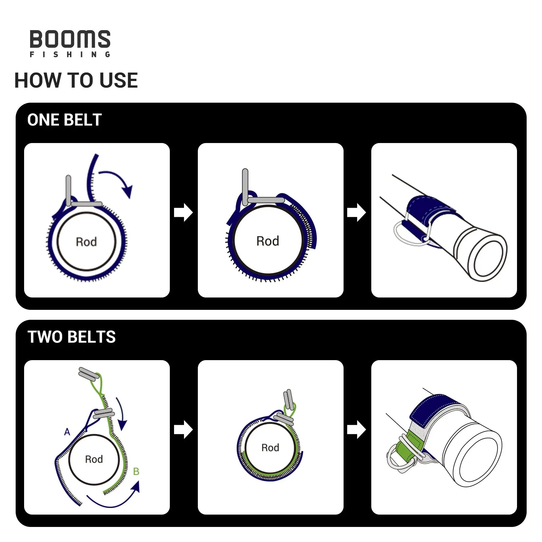 Booms Fishing RB1 4 Uds. Cinturones de amarre para caña, correas para caña aptas para correa de paleta de Kayak y accesorios de correa para caña de pescar - imagen 5