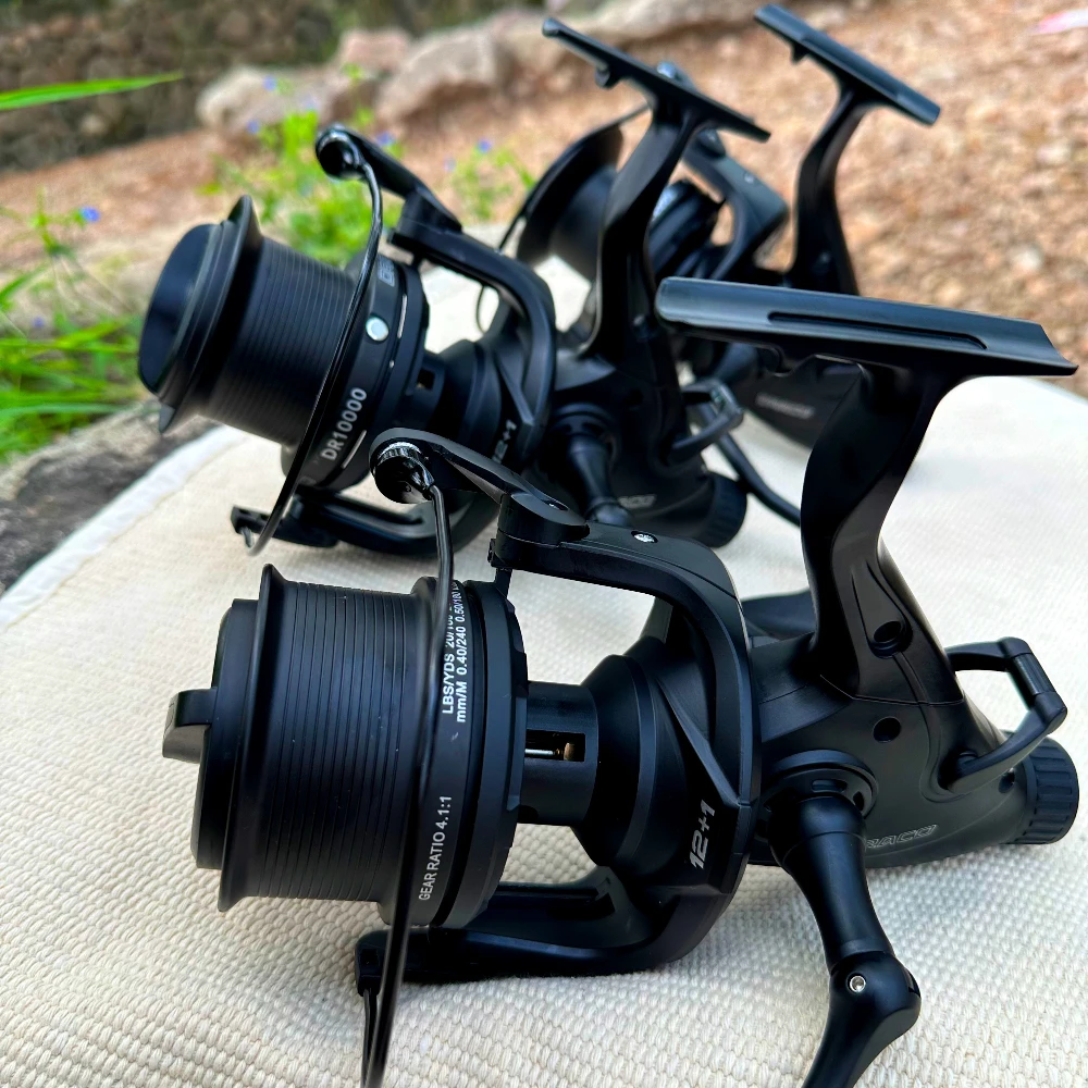 Sistema de freno delantero y trasero 9000-12000 carrete de pesca giratorio carrete de Metal súper suave relación de engranaje 4,1: 1 herramientas de pesca en el mar al aire libre - imagen 2