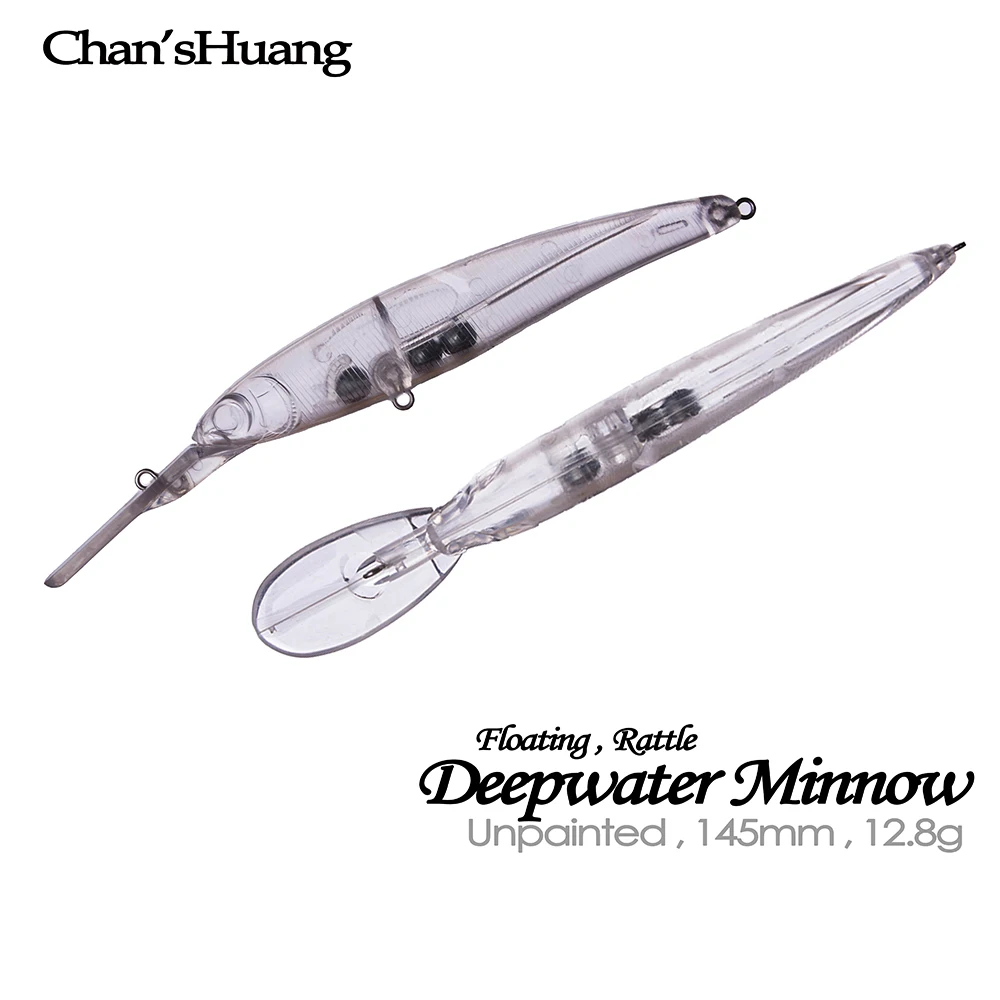 Chan'sHuang 20 piezas cebo en blanco sin pintar 145mm/12,8g sonajero flotante pececillo de aguas profundas DIY Señuelos de pesca artificiales