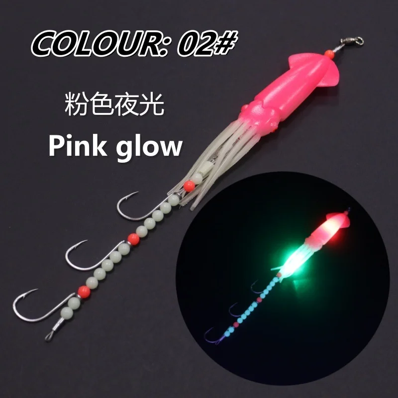 NUNATAK-cebo de calamar luminiscente electrónico, señuelo de cola de pelo, anzuelos de cuerda de calamar, barco, señuelo de pesca de mar, cebo de pesca brillante, BAITS de TUNA - imagen 3