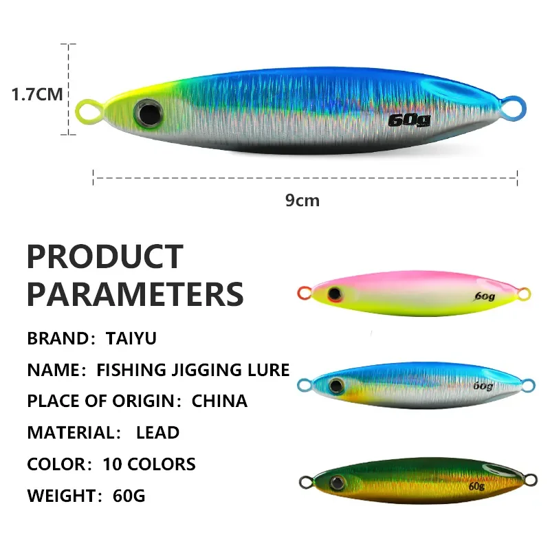 TAIYU, 60g, anzuelo de pesca de metal, Señuelos de Pesca, Señuelos de Pesca, cebo duro, luminoso y artificial - imagen 2