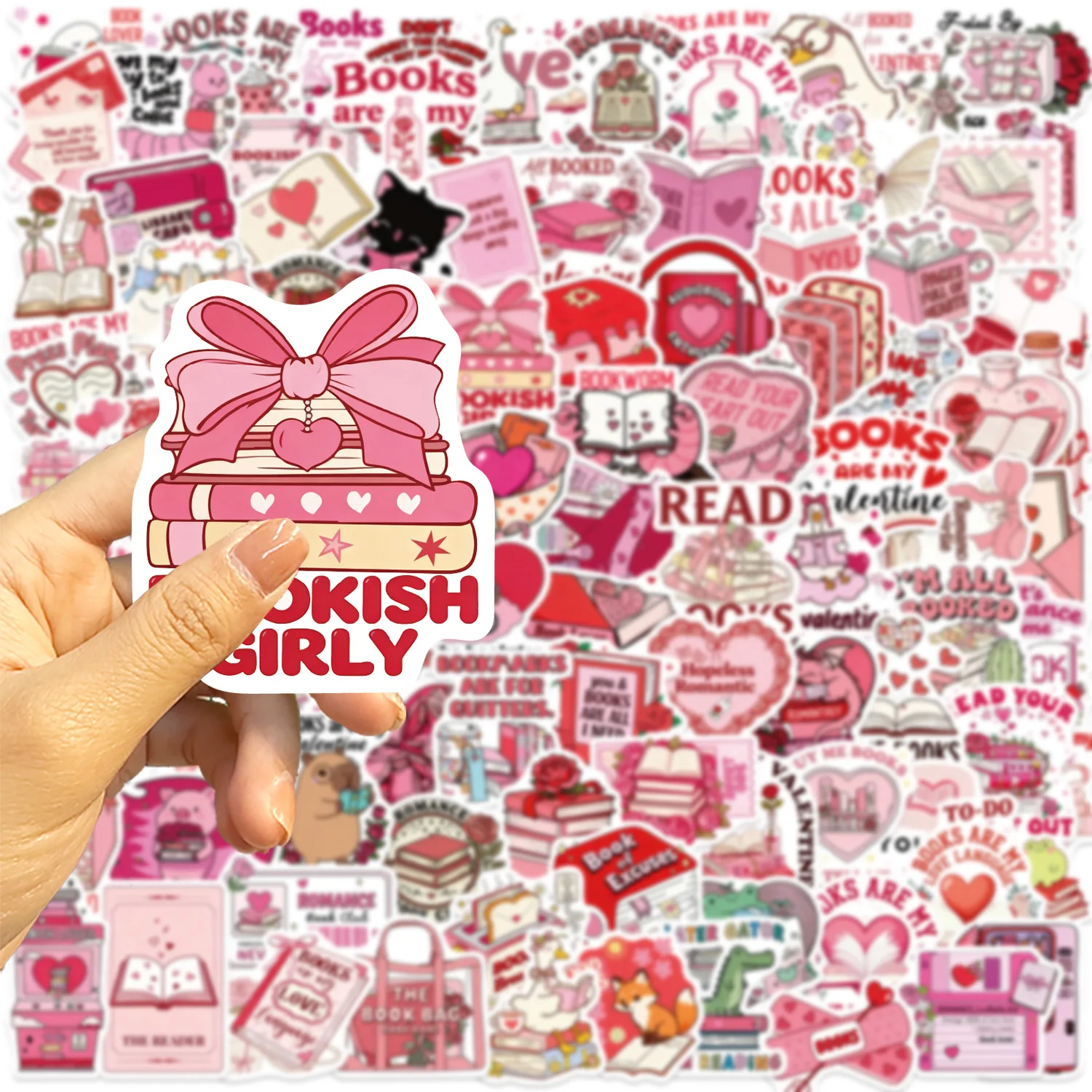 Pegatinas impermeables rosa San Valentín — diseño literario original - imagen 5