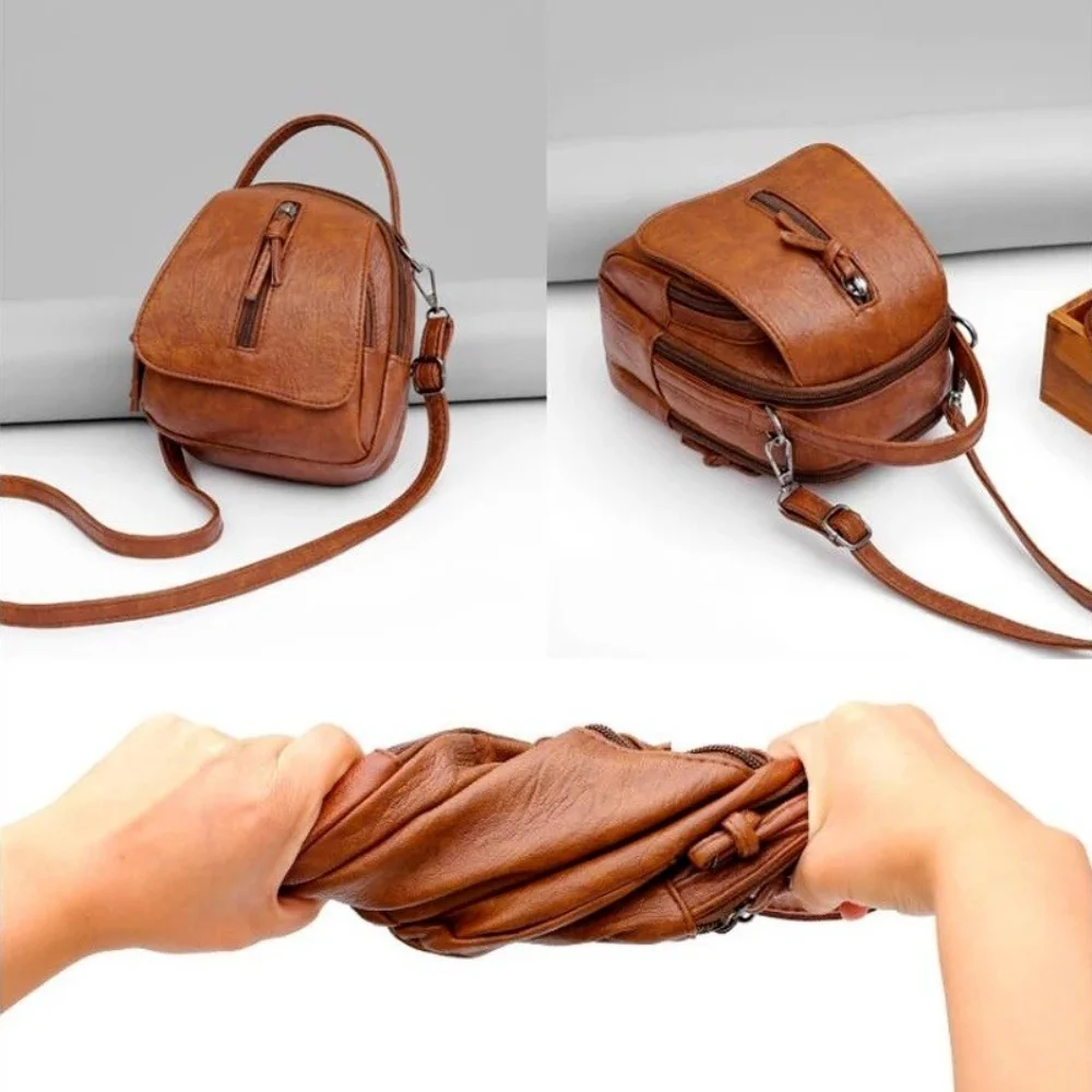 Bolso de hombro pequeño multifuncional de cuero PU suave para mujer, bolso cruzado Vintage para efectivo, bolso para teléfono móvil - imagen 2