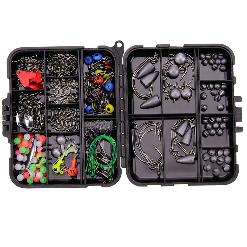 Kits de accesorios de pesca, Kit de aparejos de pesca de trucha y lubina, anzuelos con cabezales, giratorios de pesca, pesas de pesca, Kit de aparejos de pesca