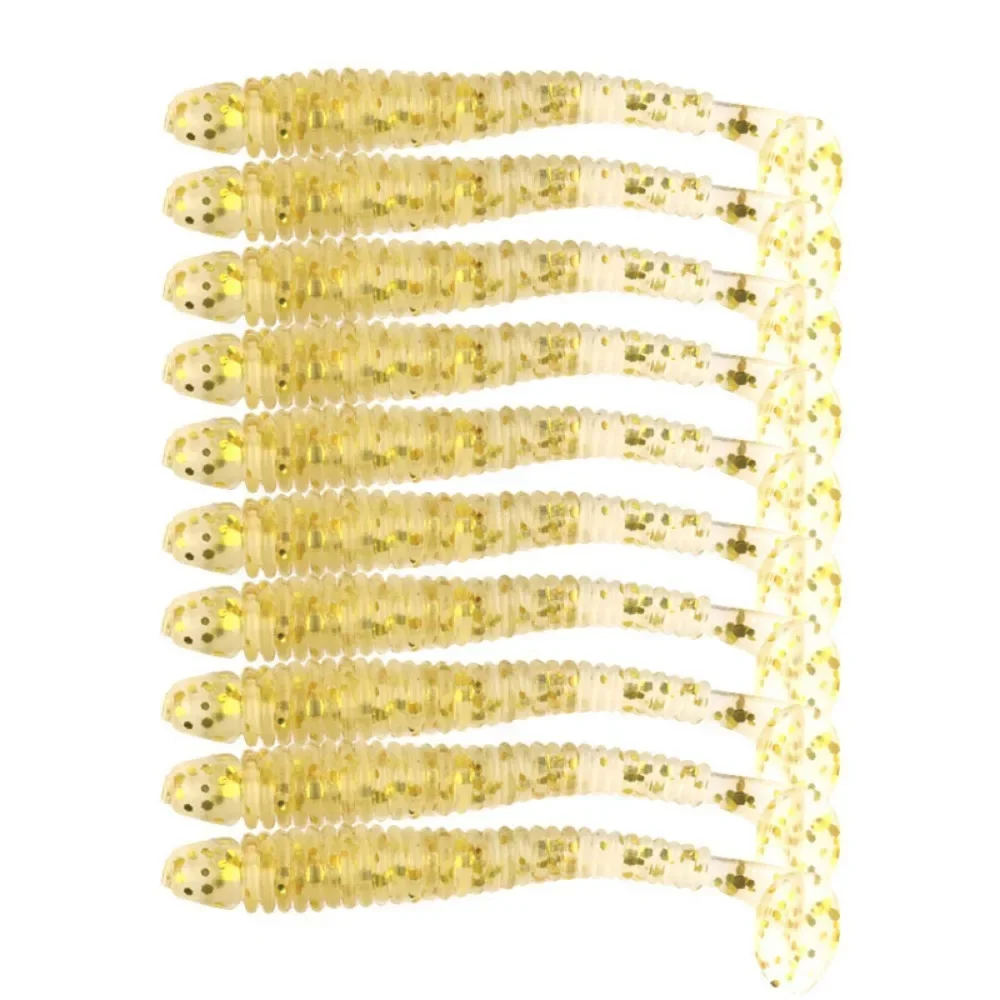 50 unids/lote 5CM 0,6g Mini gusano suave Swimbait cola en T cebo de silicona Wobbler aparejos de pesca para carpa lubina Pike señuelos blandos - imagen 5