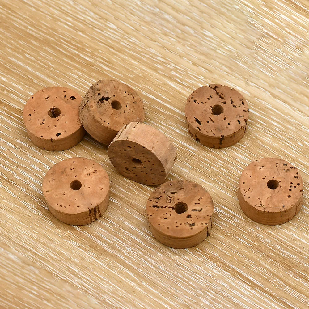 6 uds anillo de corcho de grado AAA Burl Brown 1,2x0,4x0,2 pulgadas con un agujero componentes de reparación de caña de pescar - imagen 2