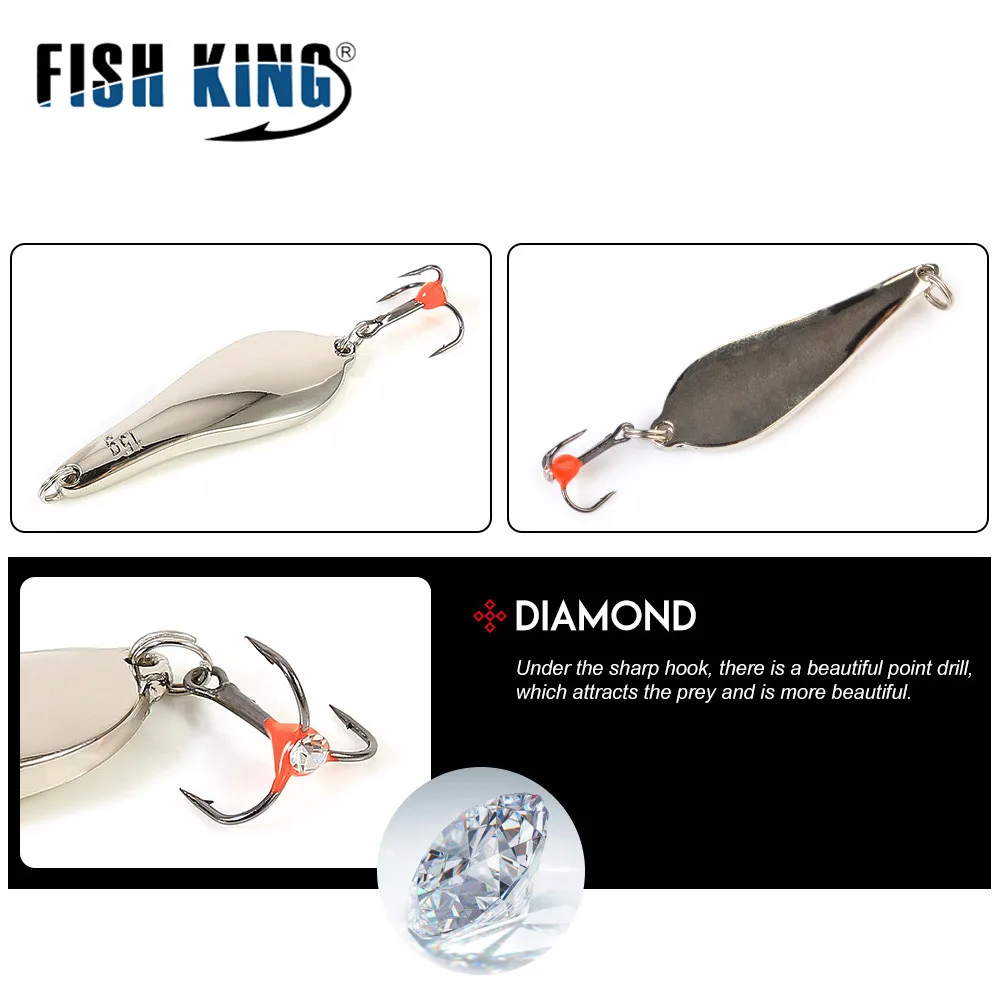 FISH KING-señuelo de pesca en hielo de invierno, plantillas verticales de 10/20/25g, señuelo duro con cuchara de Metal con anzuelo triple para pesca de Lucio - imagen 5