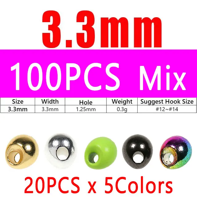 100pcs 3.3mm Mix