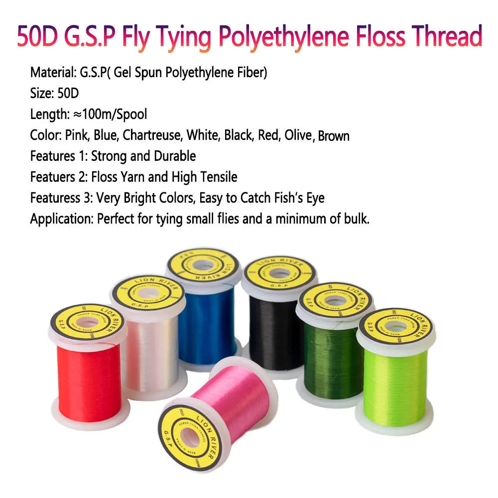 10D 20D 30D 50D 100D 75D 140D 200D GSP atado de moscas hilo de polietileno línea de atado de alta resistencia para mosca de Streamer de Lucio húmedo seco - imagen 3