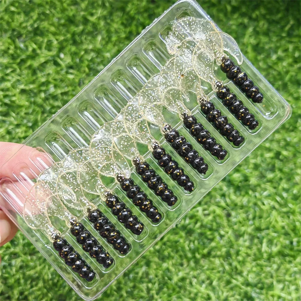 MUKUN 12 Uds 4cm 0,75g cebo de sílice suave grub wrom señuelo para aparejos de pesca larva cebos de gusano señuelo cebo suave con cola circular - imagen 5