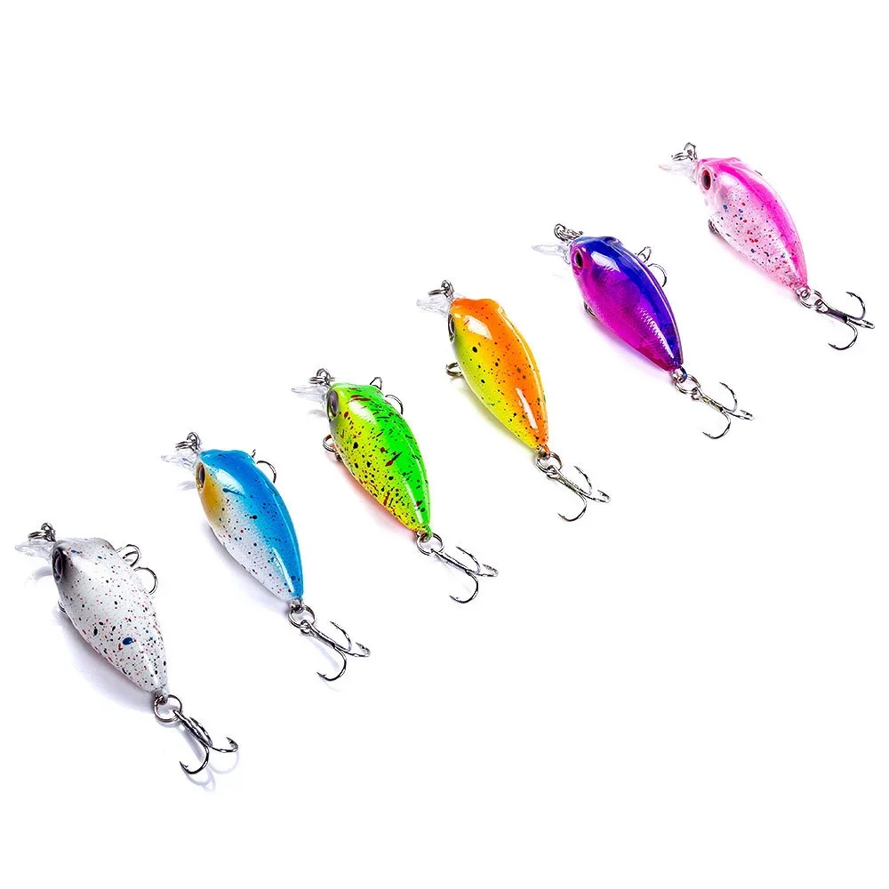 6 uds flotante Mini Crankbait Señuelos de Pesca 40mm 3g Minnow cebo duro de plástico Artificial Swimbait Bass Pike Jig Wobblers aparejos - imagen 5