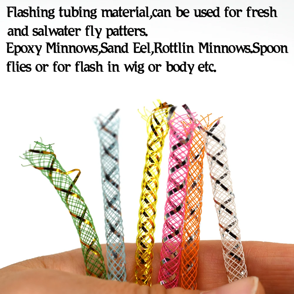 MNFT 4mm 2 metros oropel holográfico DIY patrón de peces atado de moscas cordón redondo hueco cuerpo de pez Material de pececillo - imagen 3