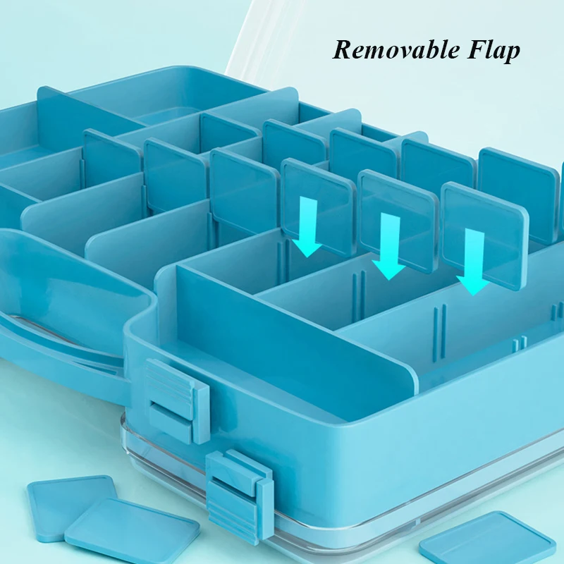 Caja de aparejos de pesca de doble cara, accesorios de pescador, gran capacidad, almacenamiento impermeable, gancho, contenedor de herramientas de cebos - imagen 5