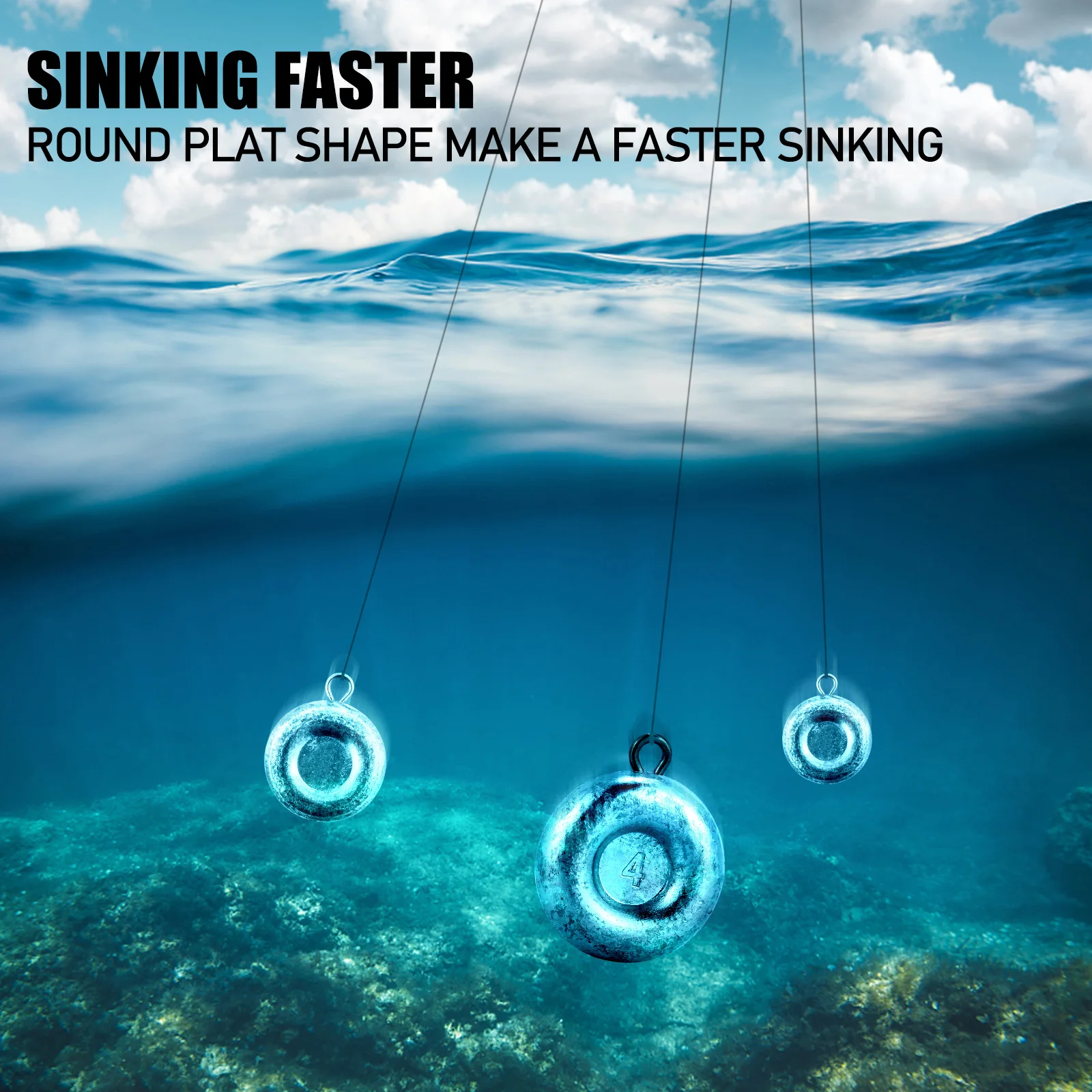 Plomo de peso para pesca de 28g-114g, moneda de plomo para aparejo de tiro directo, aparejo de pesca para Surf, curricán, Pompano, halibut, bagre, lubina - imagen 4