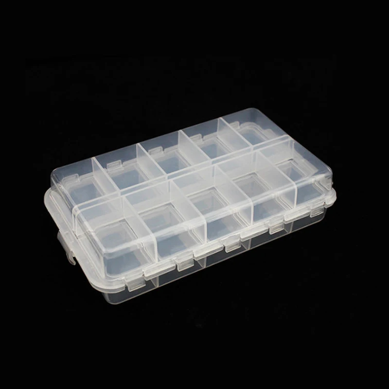 WEIHE mini caja de aparejos de pesca roja 10 compartimentos para pequeños anzuelos impermeables de plástico transparente señuelos cebos accesorios de pesca - imagen 4