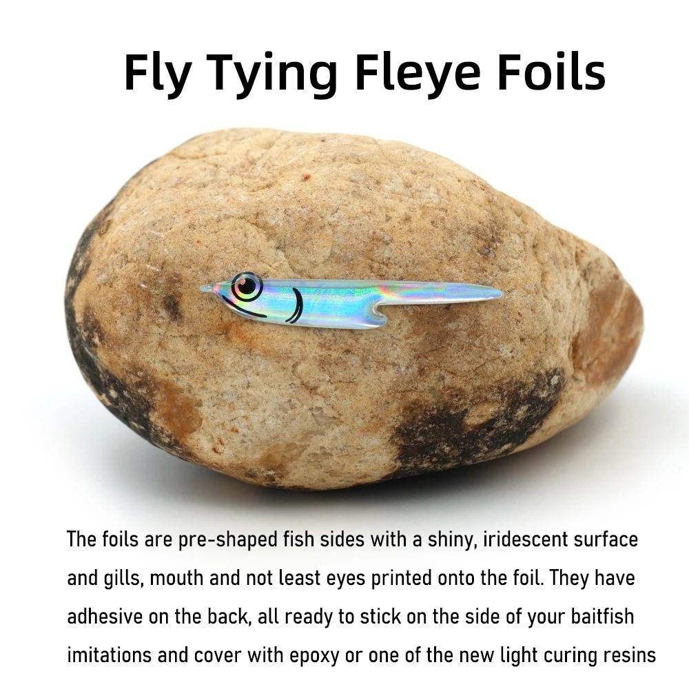 Perfiles en forma de pez, máscaras de vinilo, atado de moscas, lámina Fleye, pegatina de cabeza de pez para pesca en agua salada, señuelo de pez cebo, Anguila de arena junto a la plata - imagen 2