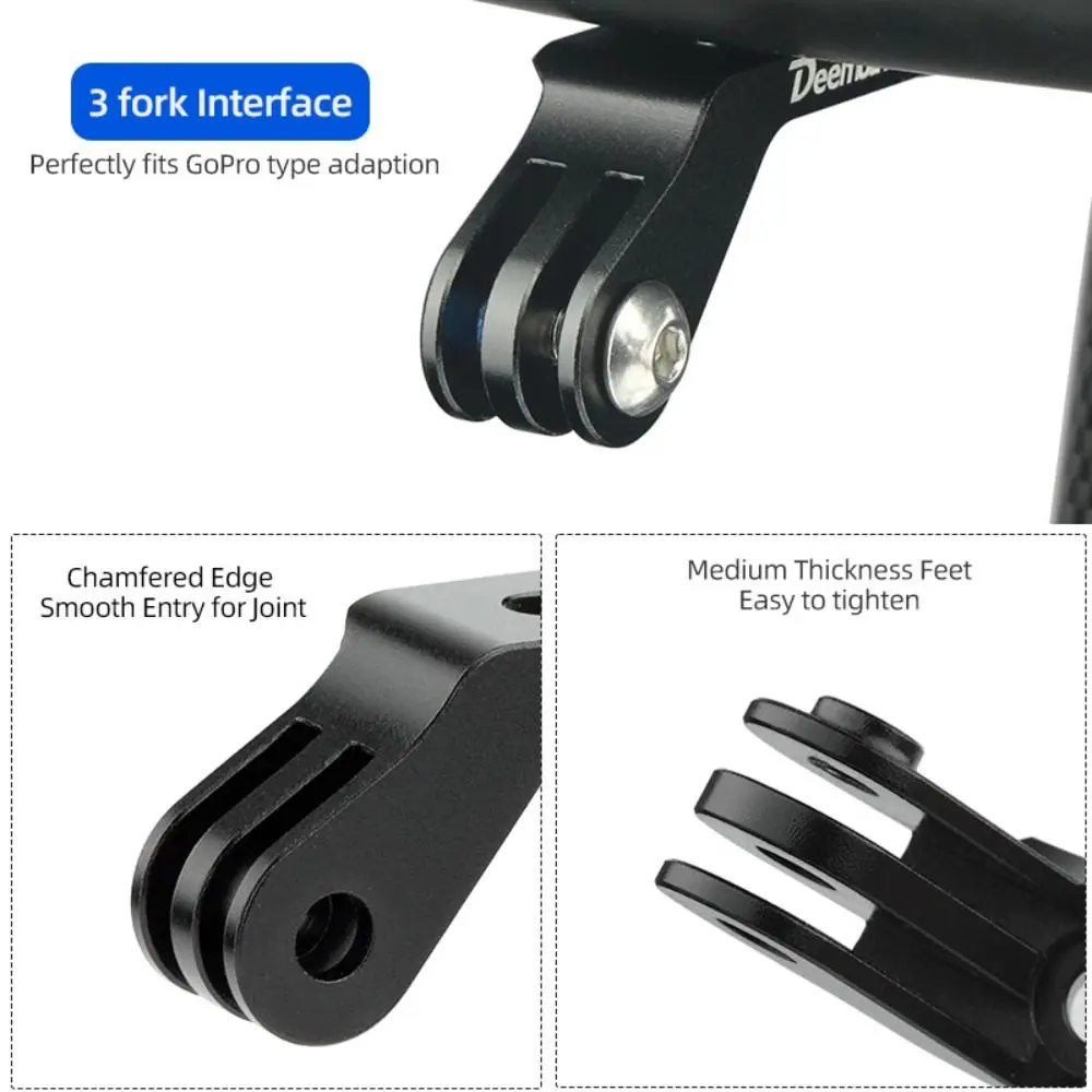 Manillar de bicicleta integrado debajo del soporte, 2 orificios preestablecidos, resistente para montaje de cámara GoPro, adaptador de extensión de aleación compacto - imagen 2