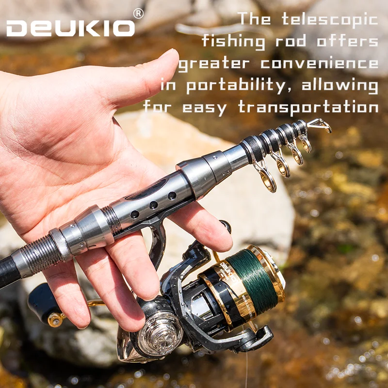 DEUKIO 1,5 m-2,7 m caña de pescar giratoria trucha de carbono carpa caña de pescar telescópica señuelo caña de pescar aparejos agua salada agua dulce - imagen 3