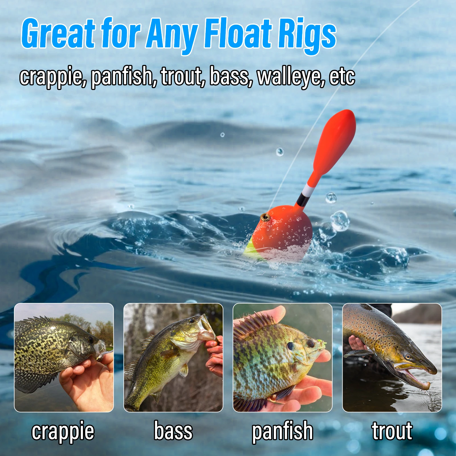 5 uds Bobbers de pesca flotadores antideslizantes ABS flotadores de pesca deslizantes de agua dulce para plataforma Bobber Crappie Panfish trucha lubina Walleye - imagen 5