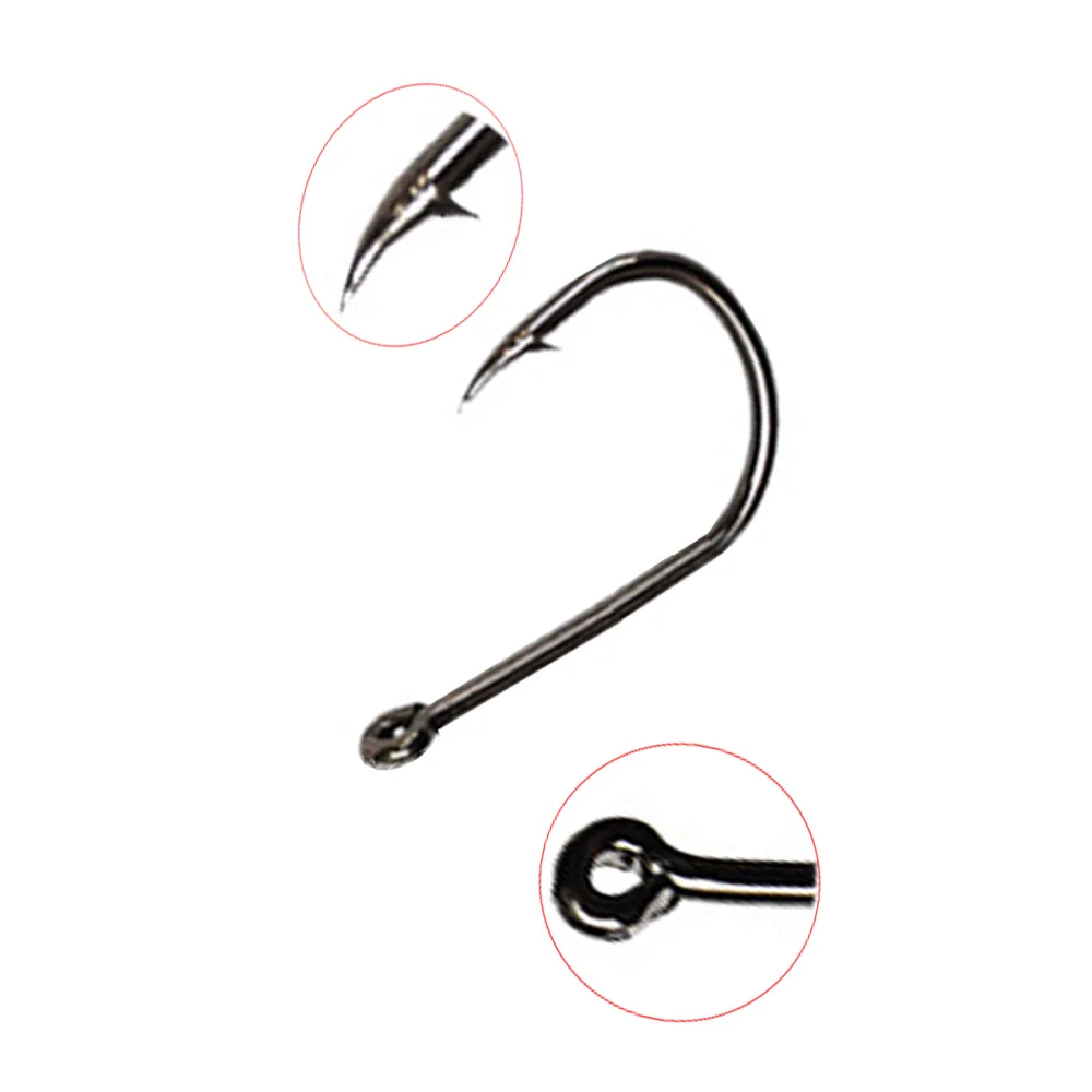 Juego de anzuelos de pesca de 100 piezas, aparejos de pesca de carpa de acero al carbono con púas y ojo, círculo único - imagen 5