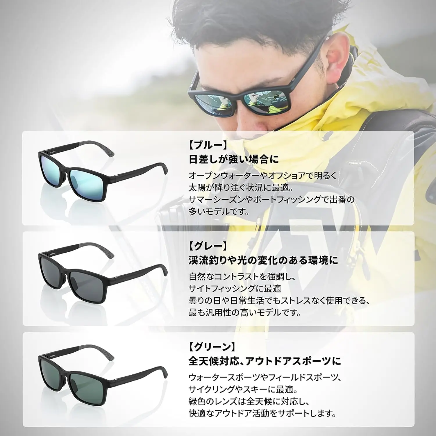Gomexus J15 Gafas de sol polarizadas CR-39 Lente óptica Gafas de sol deportivas Lentes polarizadas adecuadas para pescar, senderismo, golf - imagen 5