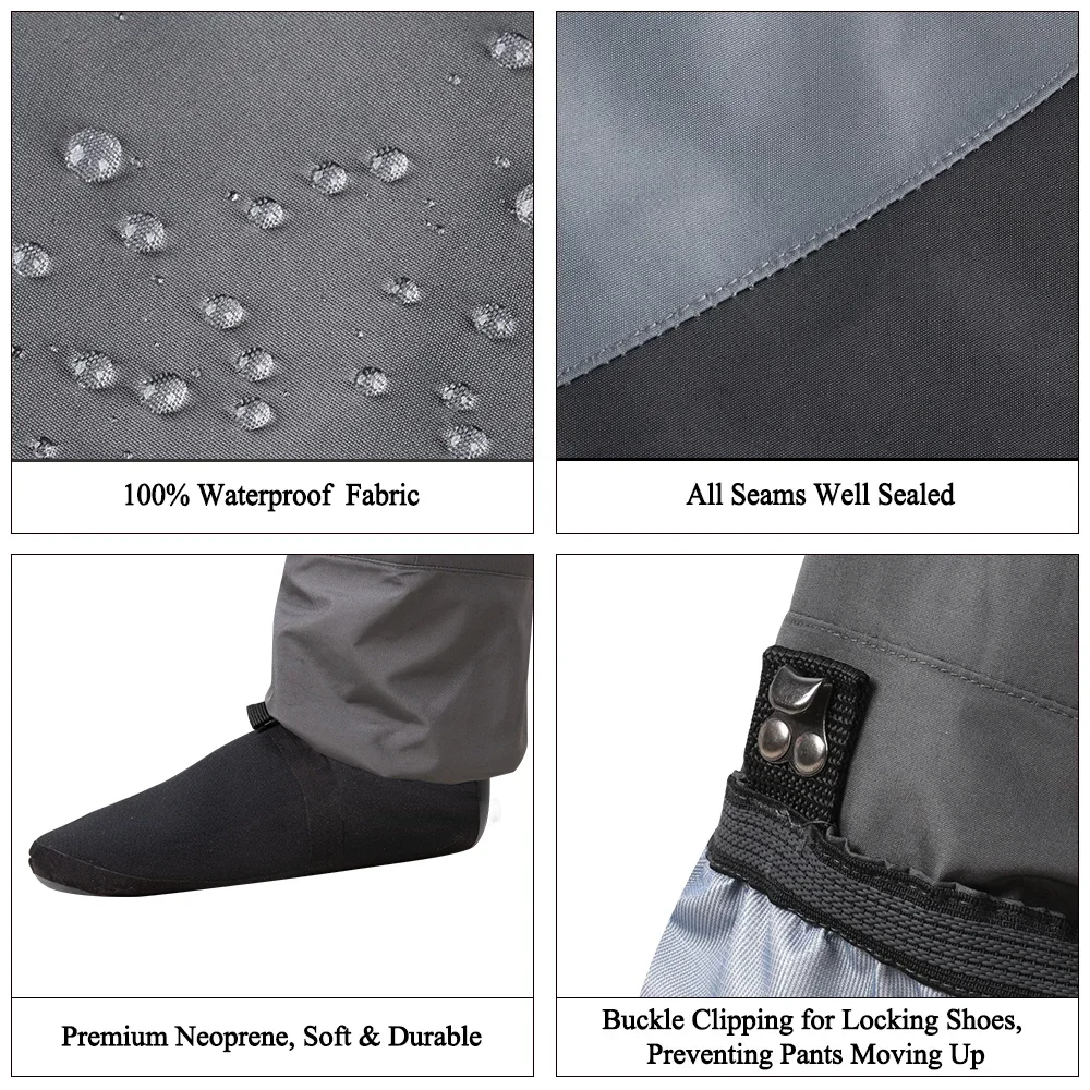 Goture-Botas de pesca de 3 capas de poliéster, S, M, L, XL, XXL, transpirables, 100% impermeables, para el pecho - imagen 5