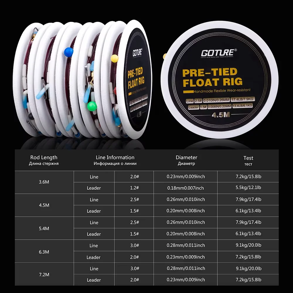 Goture-Juego flotante de corcho de pesca, línea principal de pesca, fuerte tracción, producto de anzuelo individual, flotador de pesca para captura de carpa - imagen 4