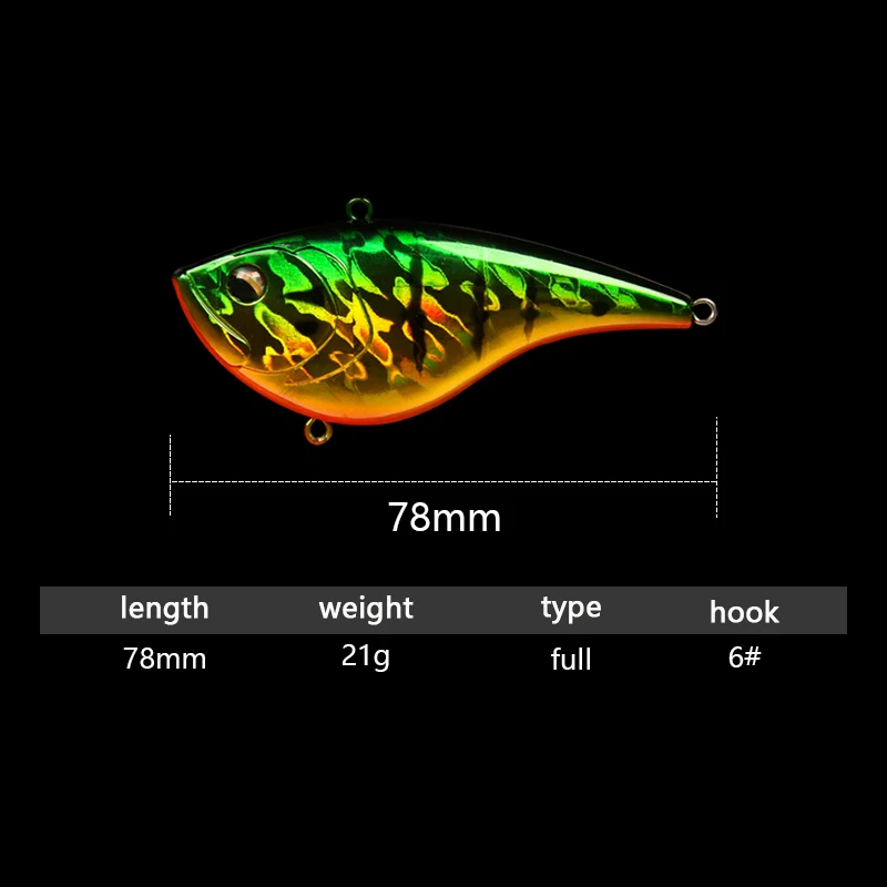 LETOYO-señuelo de pesca Artificial VIB, cebos duros con anzuelos triples, de largo alcance, 80S, para lubina, 21g/78mm - imagen 2