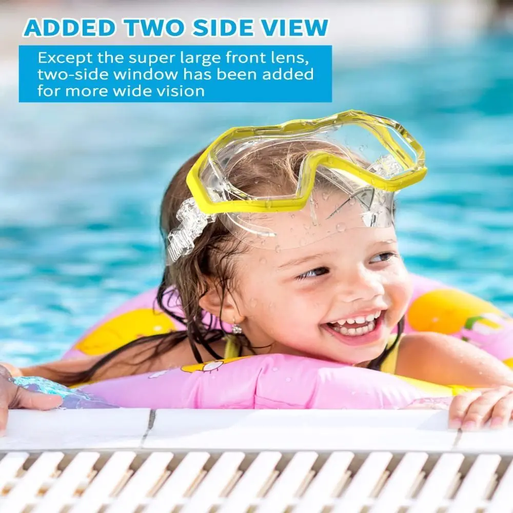 Gafas de natación de cristal para PC para niños, correa de PVC con cubierta para la nariz, máscara de buceo para niños, gafas de natación para piscina con vista amplia de colores vibrantes para jóvenes - imagen 2
