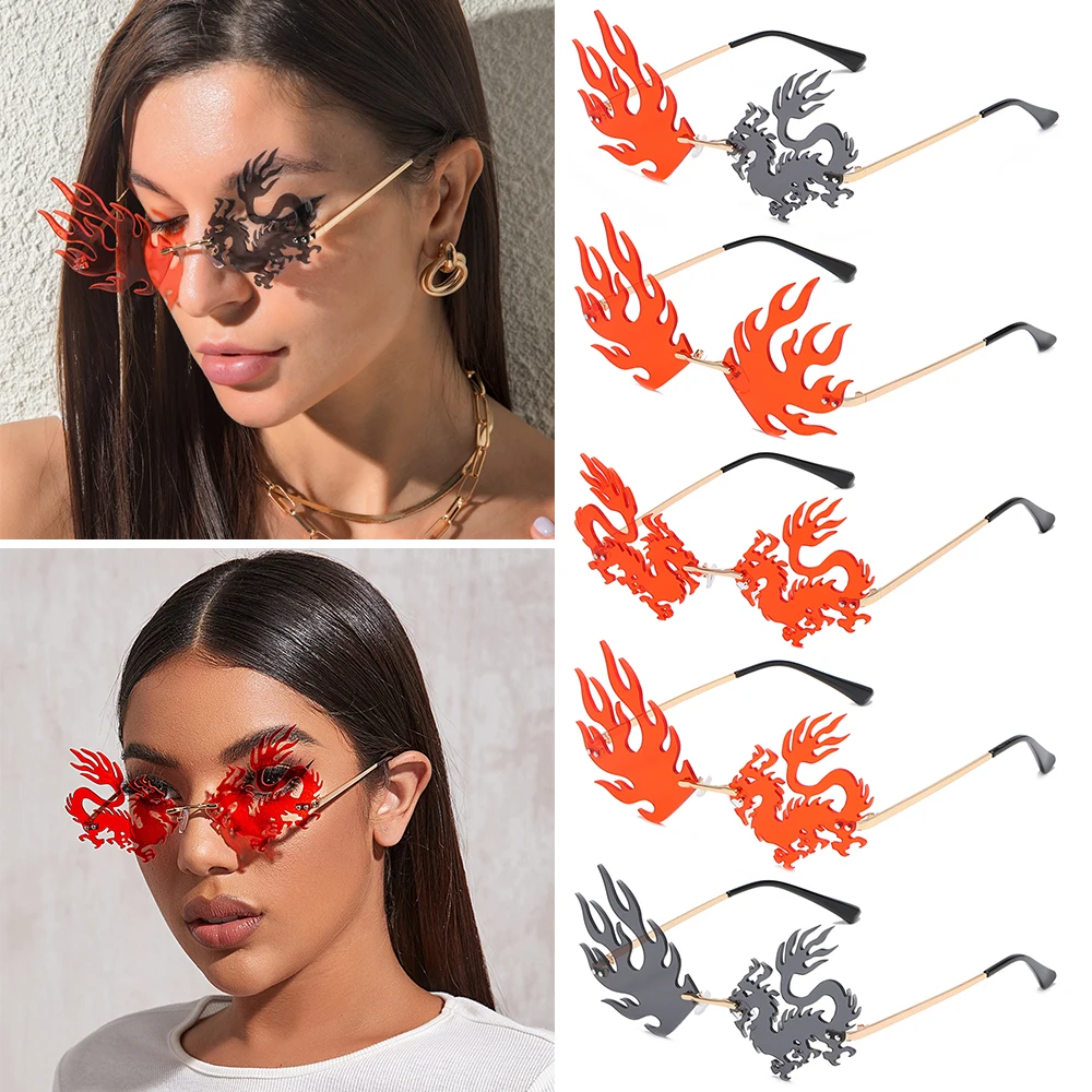 Gafas de sol con forma de Fénix de dragón para mujer, gafas de sol UV400 para dama, gafas de sol sin montura, gafas sin marco teñidas, gafas de sol de moda - imagen 4