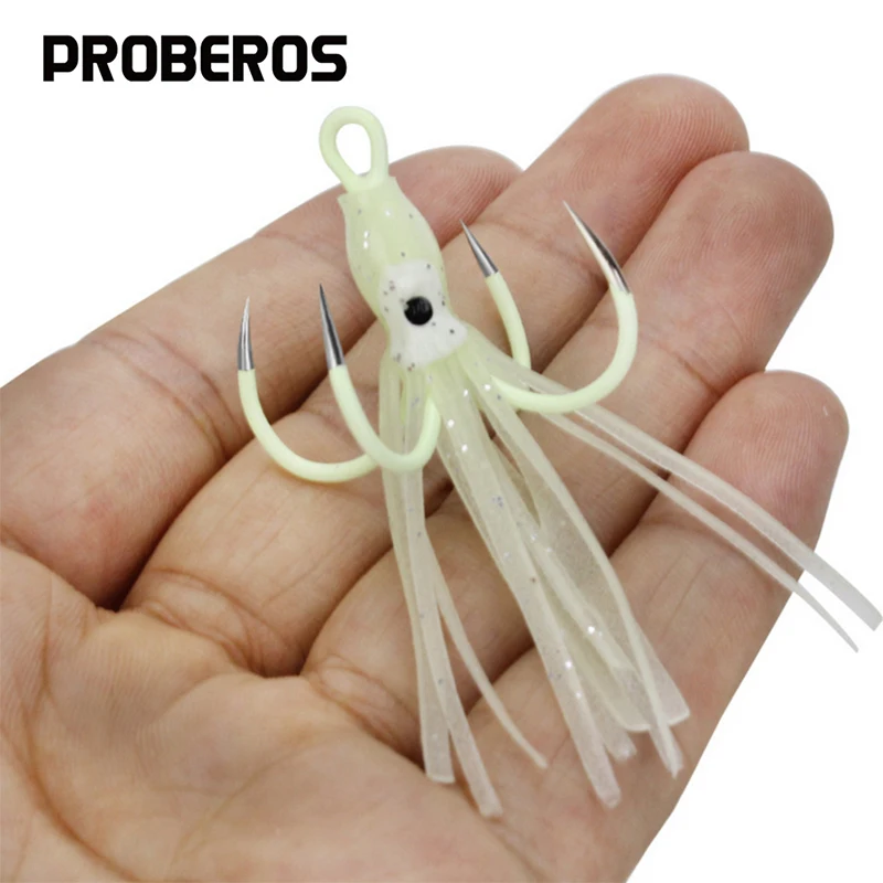 Señuelos de Pulpo Luminosos para Curricán – Faldas con 4 Anzuelos