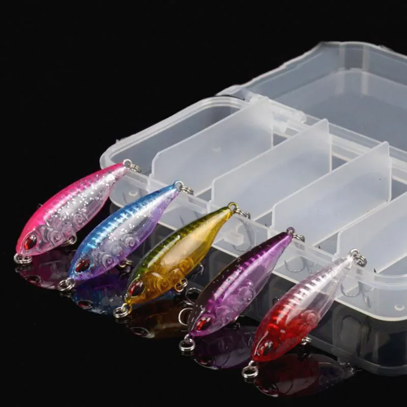 Nuevo 5 uds Mini lápiz 5cm 3g juego de Señuelos de Pesca con caja cebos duros Wobblers señuelos hundimiento carpa aparejos de pesca Artificial - imagen 2