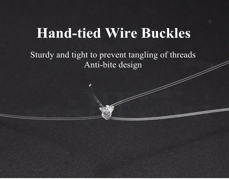 Hebillas de alambre atadas a mano y roscas sin enredos para experiencias de pesca suave