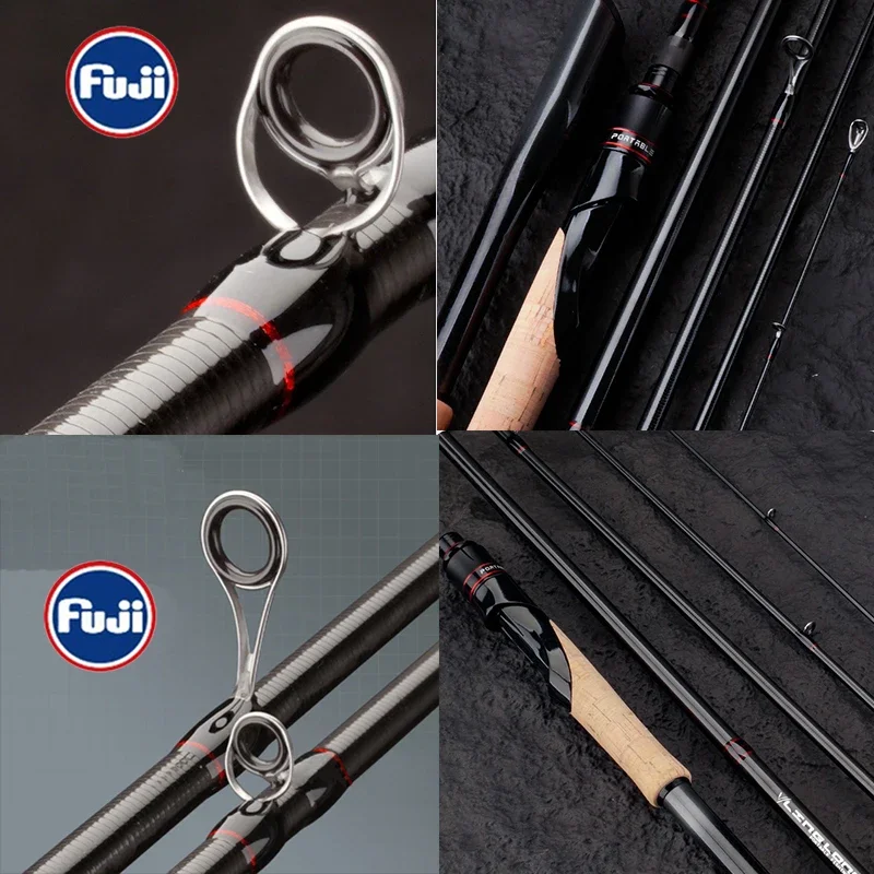 Caña de pescar con señuelo de 1,98 m y 2,28 m, anillo Fuji 40T de altura, caña de pescar giratoria de fibra de carbono, peso de cebo 5-28g, caña de pescar de viaje - imagen 5