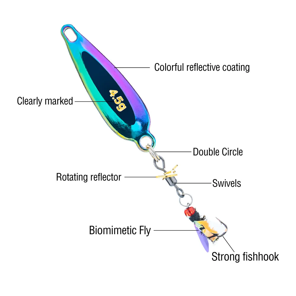 Juego de pesca con mosca de 3,2g y 4,5g, hélice giratoria, lentejuelas de melón, cebo falso, Micro juego de pesca, cola de caballo, cebo de rayas blancas - imagen 4