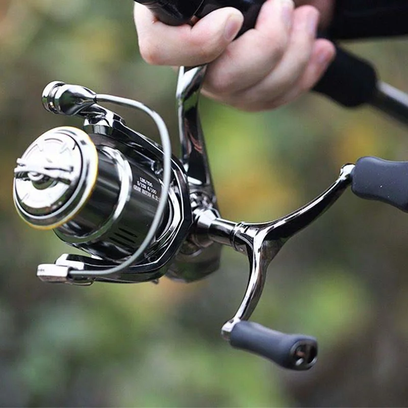 Ruke-carrete giratorio de doble manija, rueda electrochapada, freno de 6kg, cuerpo fuerte, carrete de Metal poco profundo 13 + 1, relación de rodamiento 6,2: 1, 1 unidad - imagen 2